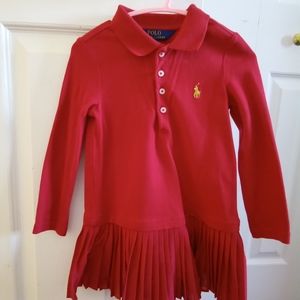 Kids pleated red polo dress